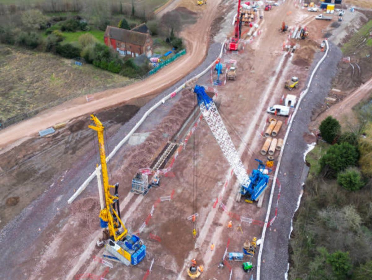 Construction work on HS2 near Lichfield earlier this year (Getty)