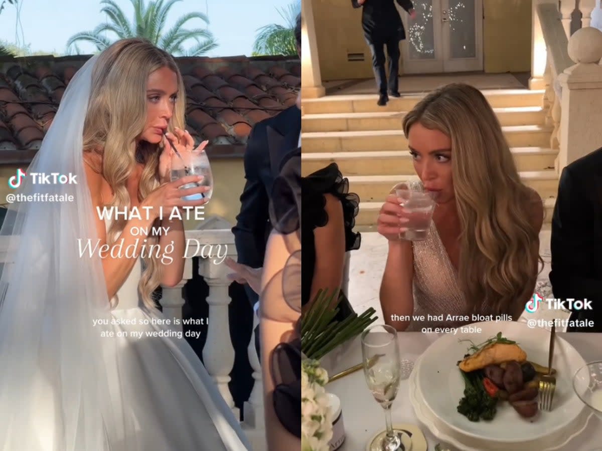 TikTok bride Same Cutler provided her wedding guests with anti-bloat pills (TikTok/Sam Cutler)