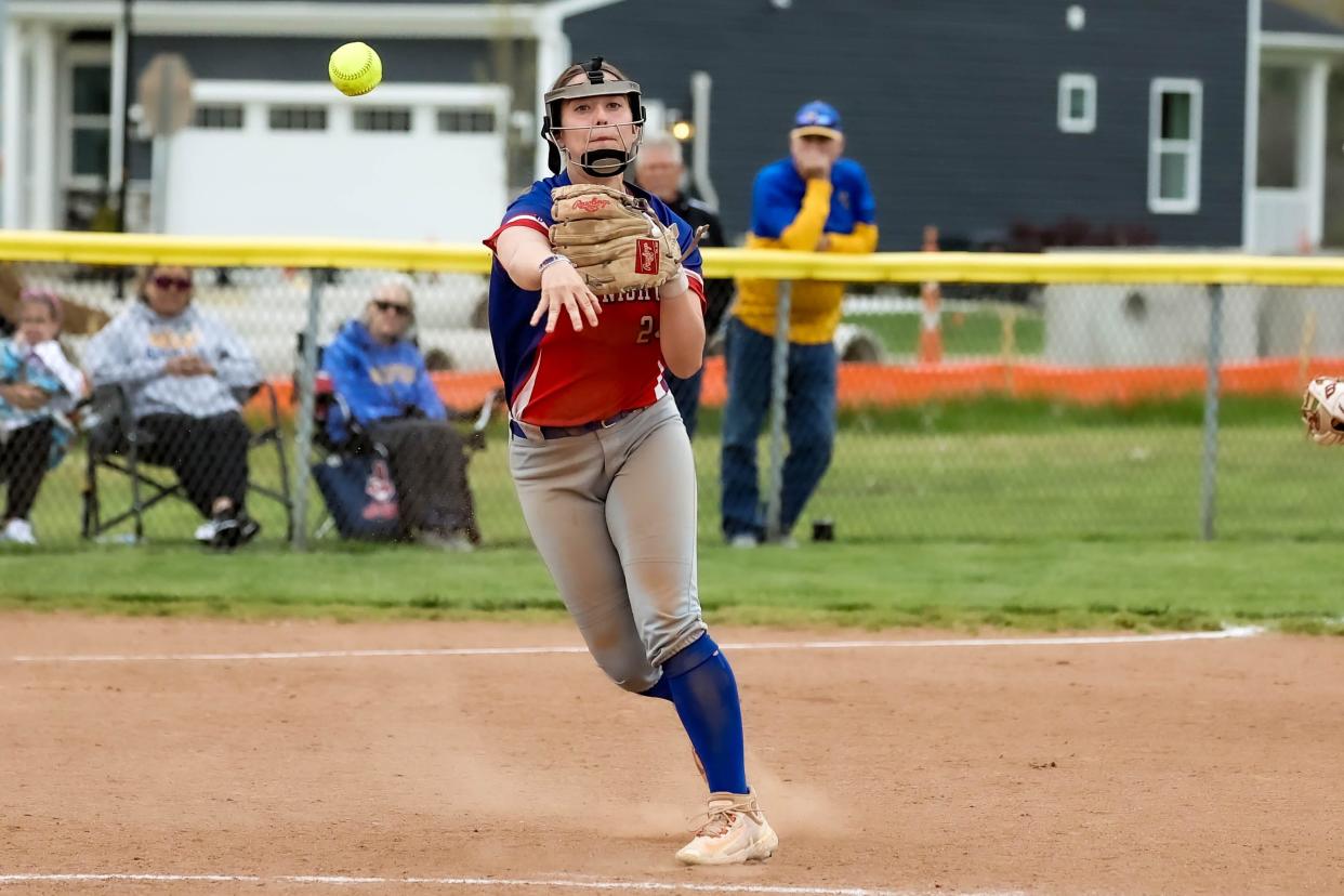 West Holmes standout third baseman Keegan Uhl fires across for the first out here in the sixth inning.