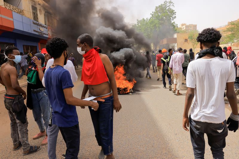 Protesters march during rally against military rule in Khartoum