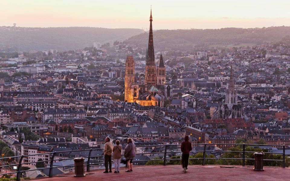 Stop in Rouen to visit the city's famous gothic cathedral