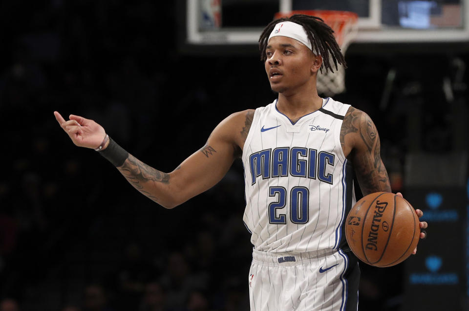 NEW YORK, NEW YORK - FEBRUARY 24:  (NEW YORK DAILIES OUT)  Markelle Fultz #20 of the Orlando Magic in action against the Brooklyn Nets at Barclays Center on February 24, 2020 in New York City. The Magic defeated the Nets 115-113. NOTE TO USER: User expressly acknowledges and agrees that, by downloading and or using this photograph, User is consenting to the terms and conditions of the Getty Images License Agreement. (Photo by Jim McIsaac/Getty Images)