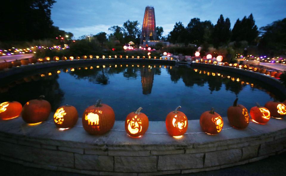 More than 1,000 hand-carved jack-'o-lanterns are displayed at the Spirits in the Garden event at Reiman Garden on Saturday, Oct. 14, 2023, in Ames, Iowa.