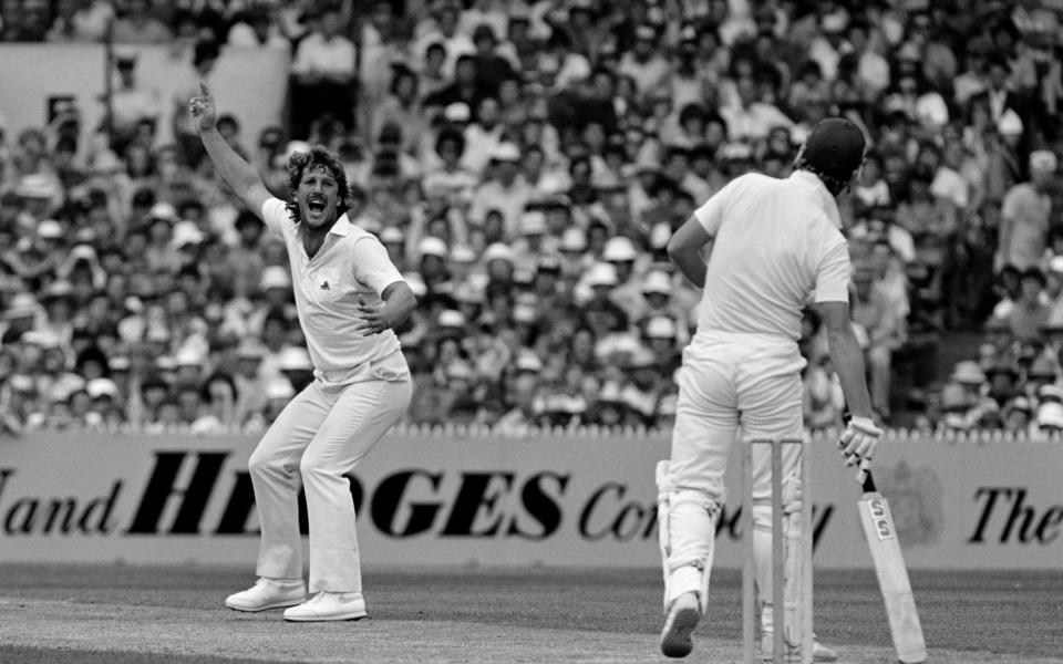 Ian Botham of England appeals in vain for the wicket of Kim Hughes of Australia during the 4th Test match between Australia and England at the MCG, Melbourne, Australia, 27th December 1982. England won the match by 3 runs. - Patrick Eagar/Popperfoto