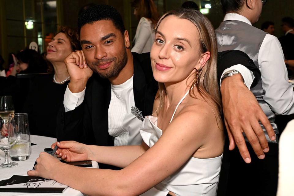 <p> Kate Green/BAFTA/Getty Images</p> Rege-Jean Page and Emily Brown attend the BAFTA Gala 2024