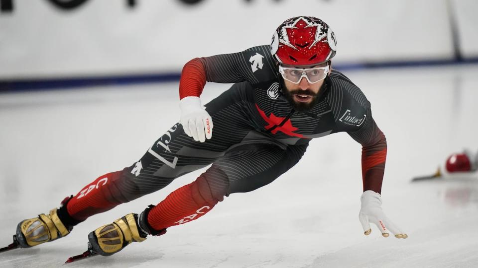 Steven Dubois, shown in this file photo, skated to a gold medal in the men's 1,000-metre final on Saturday at a World Cup event in Seoul. (Rick Bowmer/The Associated Press/File - image credit)