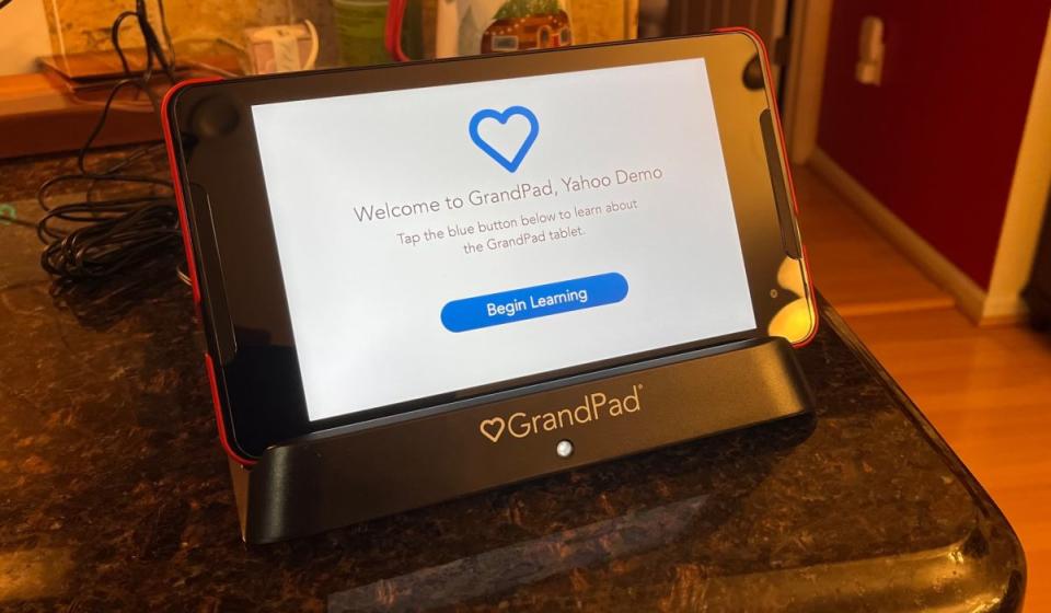 A photo showing the GrandPad's initial setup screen.