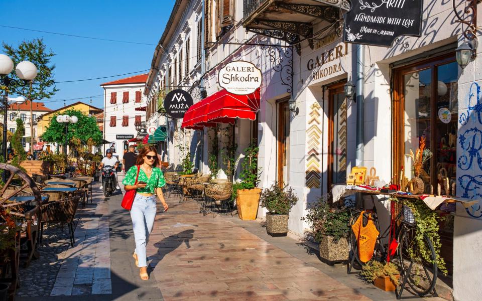 Stroll along Kole Idromeno Street the heart of central Shkoder