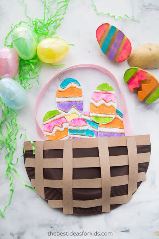 <p>BestIdeasForKids.com</p><p>Or, make an Easter basket out of paper plates to house your adorable potato paint eggs!</p><p>From <a href="https://www.thebestideasforkids.com/easter-paper-plate-basket/" rel="nofollow noopener" target="_blank" data-ylk="slk:BestIdeasForKids.com;elm:context_link;itc:0;sec:content-canvas" class="link rapid-noclick-resp">BestIdeasForKids.com</a>.</p>