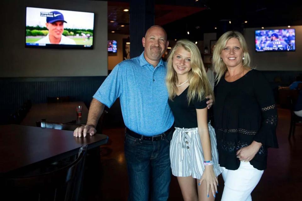 The Admiral Pub owners Andy and Whitney Fox and daughter Emma on opening night, Aug. 7, 2019.