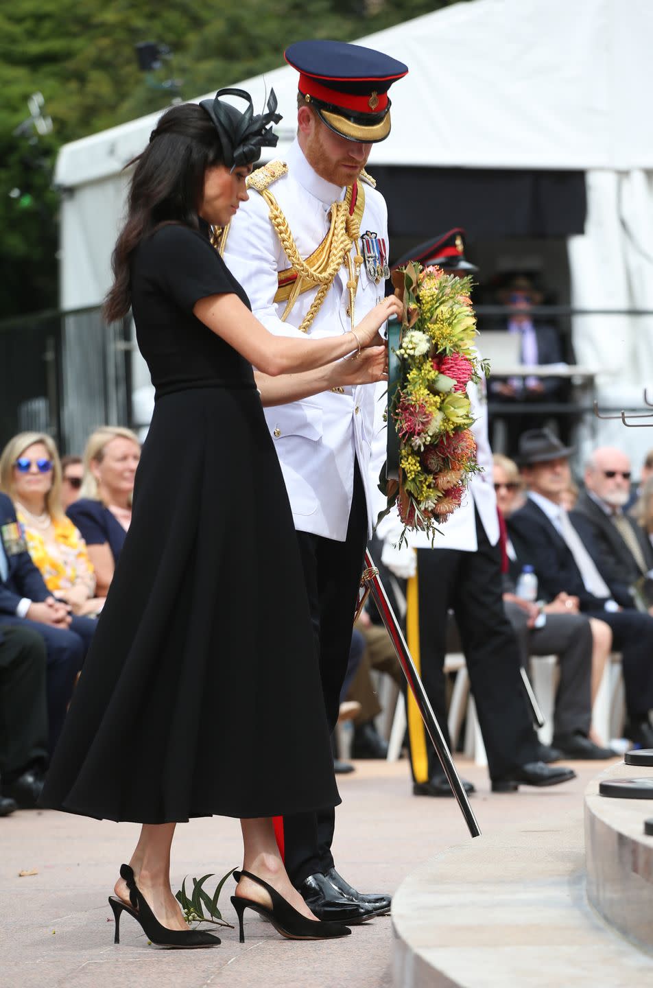 Meghan and Harry Leave A Wreath Together at the ANZAC Ceremony.