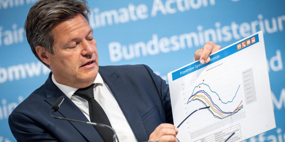 Robert Habeck, Germany's Federal Minister for the Economy and Climate Protection, speaks at a press statement on energy and supply security on June 23, 2022.
