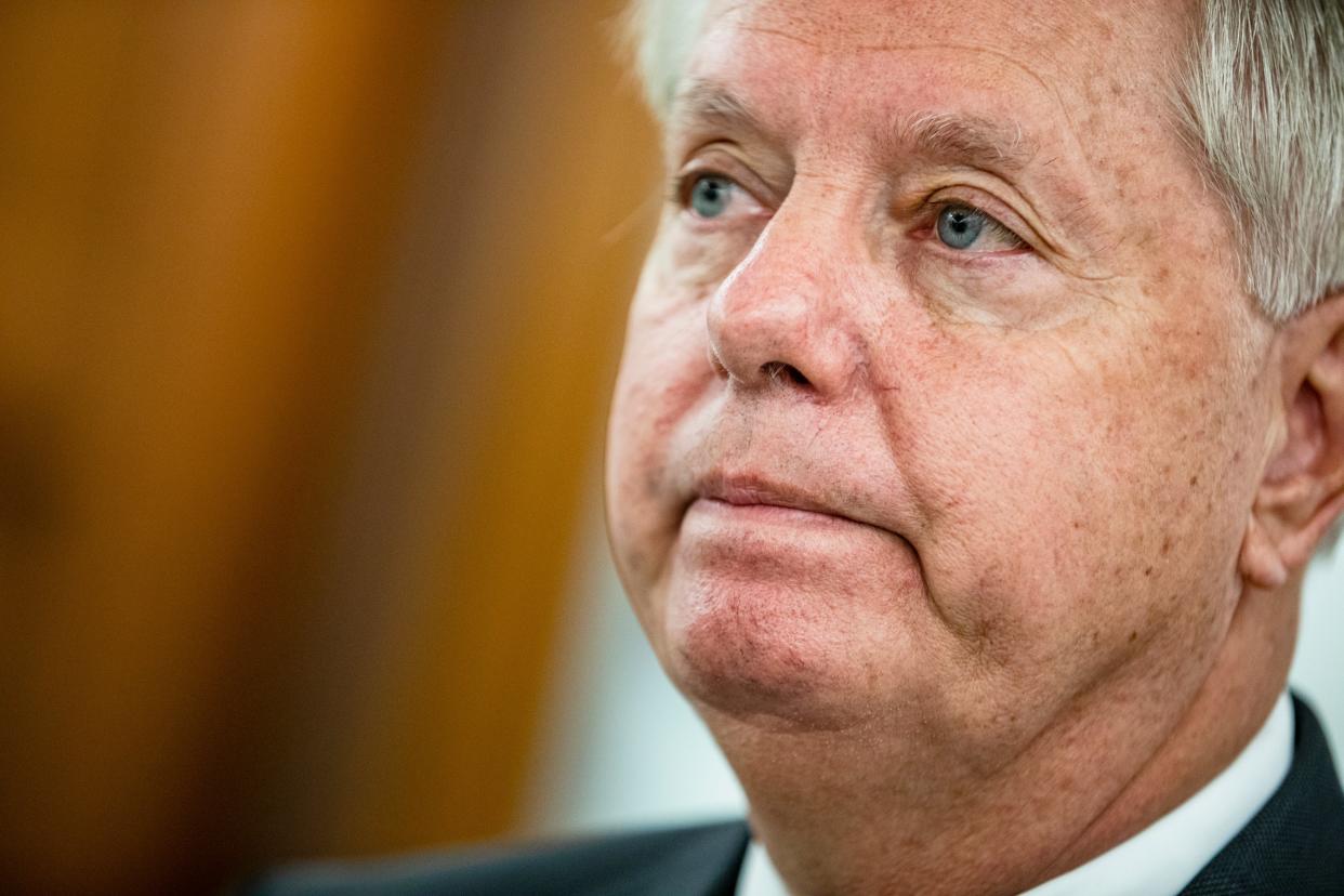 El presidente del poder judicial del Senado, Lindsey Graham, durante el cuarto día de audiencias de confirmación del Comité Judicial del Senado para la jueza Barrett. (Getty Images)