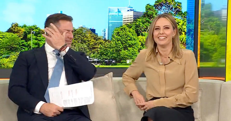 Karl Stefanovic teared up on The Today Show this week after witnessing a 'beautiful' Love Actually-style moment at the airport. Photo: Nine