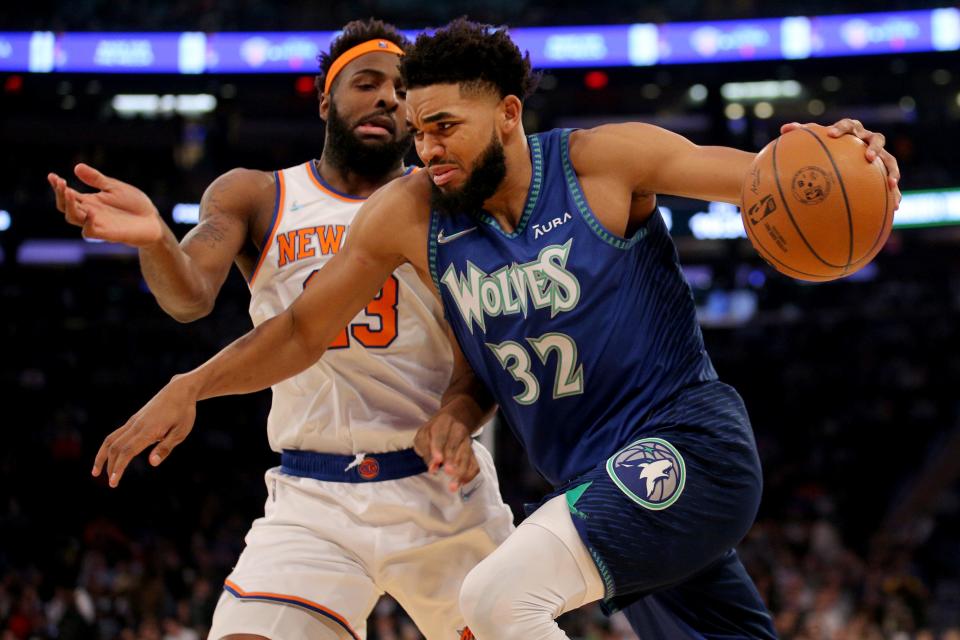 Karl-Anthony Towns is having a strong season on the offensive and defensive end and is one of the main reasons the Timberwolves are in the playoff race.