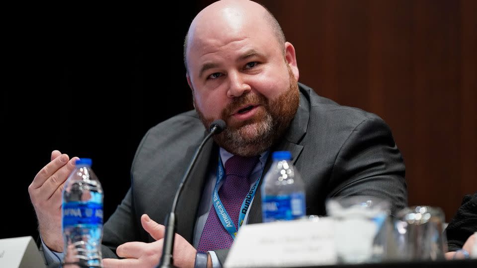 Ben Hovland, Chair of the U.S. Election Assistance Commission, speaks at the National Association of Secretaries of State winter meeting, Feb. 16, 2023, in Washington. - Patrick Semansky/AP/File