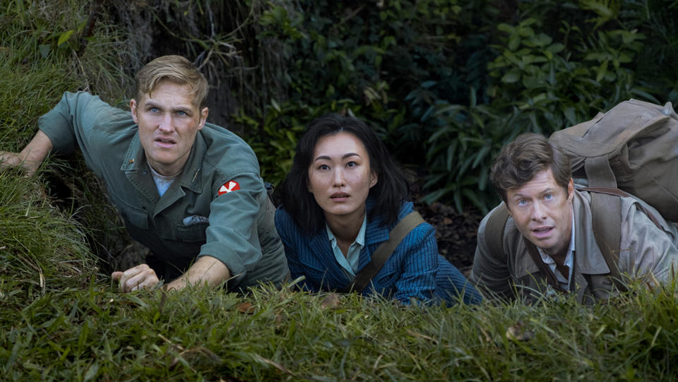 Wyatt Russell, Mari Yamamoto and Anders Holm