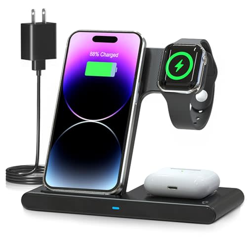 Wireless Charger iPhone Charging Station: 3 in 1 Charger Stand Multiple Devices for Apple - iPh…