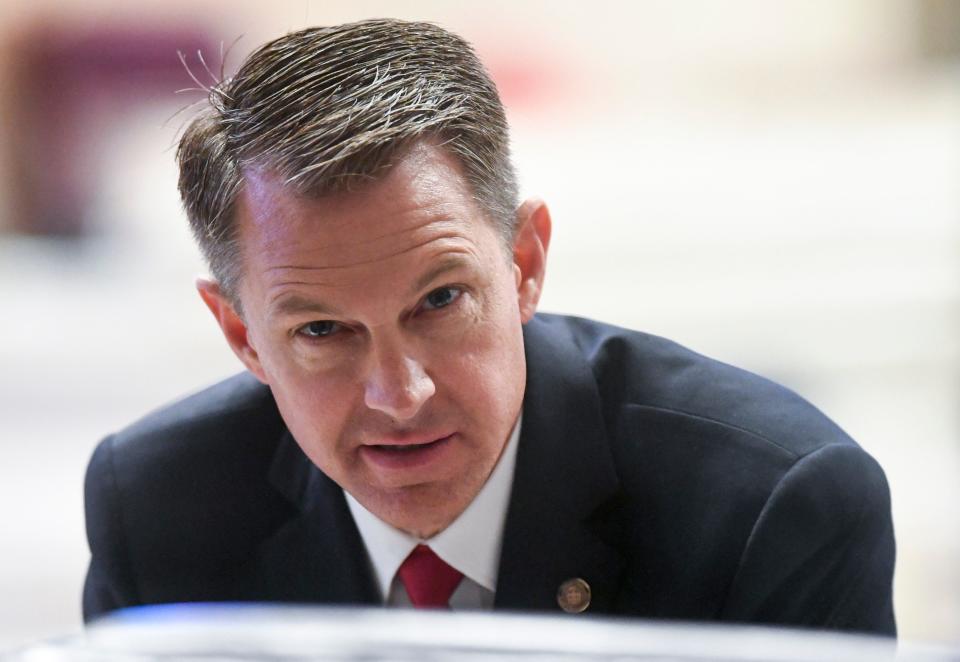 Rep. Wes Allen during the legislative session in the house chamber at the Alabama Statehouse in Montgomery, Ala., on Thursday April 7, 2022. 