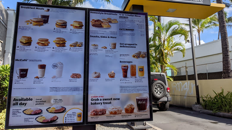 McDonald's menu board at drive-thru