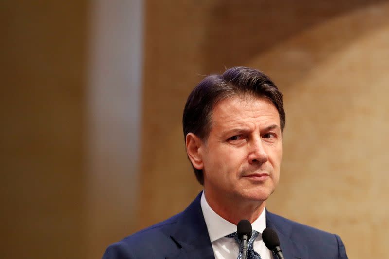 FILE PHOTO: Former Italian Prime Minister Giuseppe Conte speaks at a news conference, in Rome