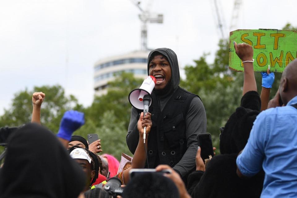 Star Wars actor John Boyega talking at the Hyde Park Black Lives Matter protest (PA)