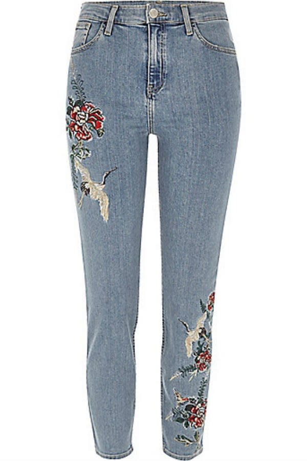 <p>River Island high waisted Lori jeans, $60, <a rel="nofollow noopener" href="https://us.riverisland.com/women/sale/jeans/blue-wash-embroidered-lori-high-waisted-jeans-693889?mbid=synd_yahoostyle" target="_blank" data-ylk="slk:riverisland.com;elm:context_link;itc:0;sec:content-canvas" class="link ">riverisland.com</a></p>