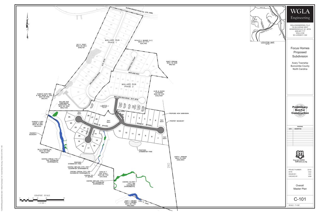 Plans showing the proposed Focus Homes subdivision in relation to the Mallard Run subdivision in Arden.