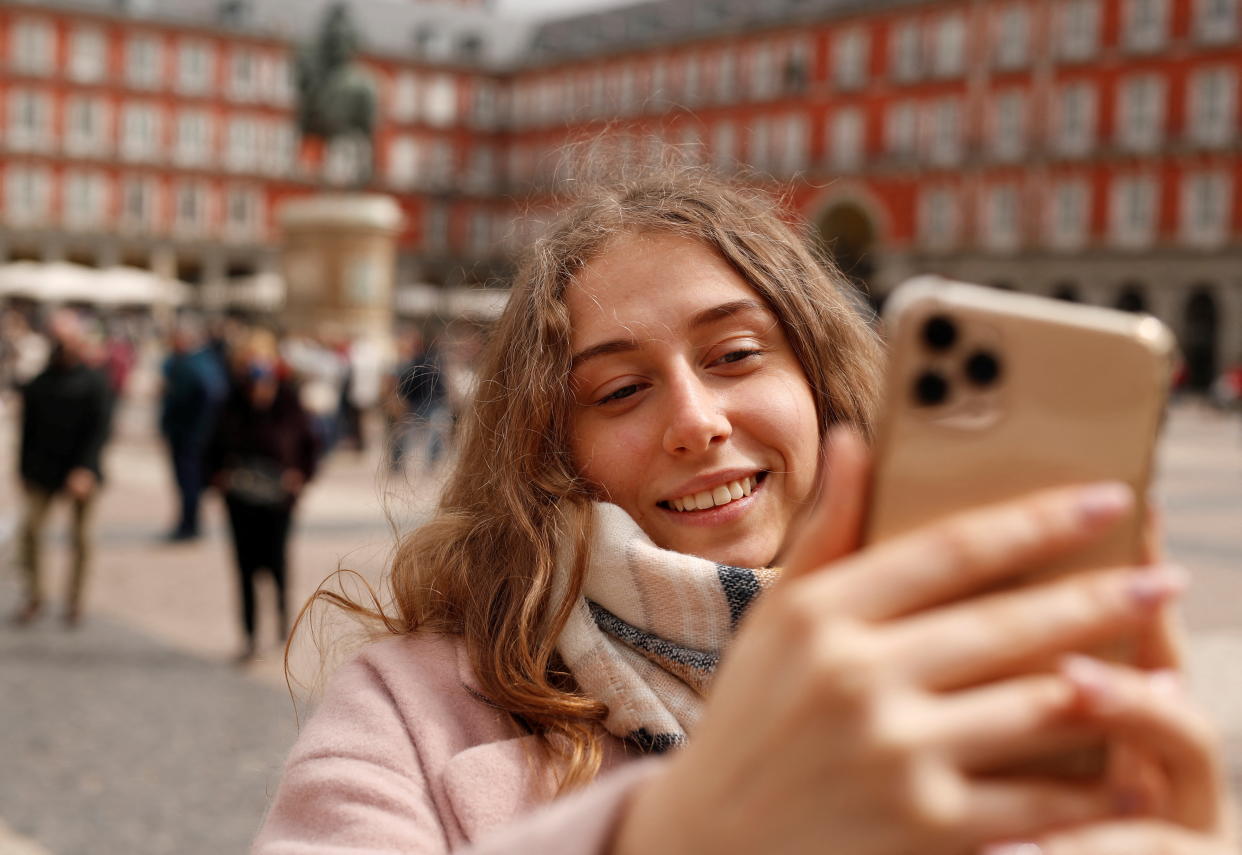 Ukrainian TikToker Alina Volik, who documented the Russian invasion of Ukraine on her social media before fleeing via Budapest, is currently in Spain where she is trying to start a new life in Madrid, Spain, March 27, 2022 Picture taken March 27, 2022. REUTERS/Javier Barbancho