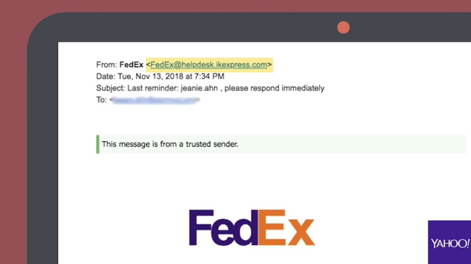 An example of a fake shipping notification from FedEx.