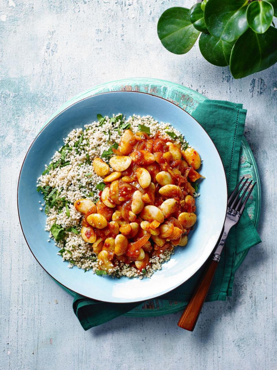 harissa butterbeans with herbed couscous