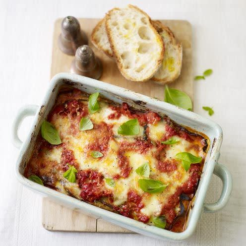 <p>This baked aubergine recipe is a little fiddly, but well worth the wait.</p><p><strong>Recipe: <a href="https://www.goodhousekeeping.com/uk/food/recipes/a535366/aubergine-bake/" rel="nofollow noopener" target="_blank" data-ylk="slk:Aubergine Bake;elm:context_link;itc:0;sec:content-canvas" class="link ">Aubergine Bake</a></strong></p>