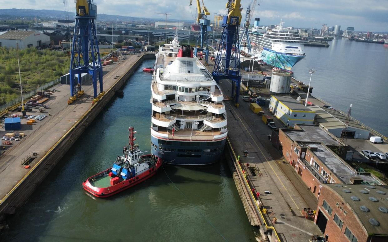 Villa Vie Odyssey entered dry-dock in Belfast