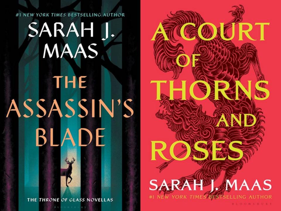 A side-by-side of "The Assassin's Blade" and "A Court of Thorns and Roses" by Sarah J. Maas.