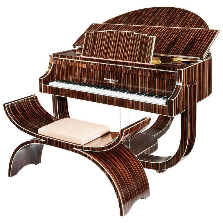 A grand piano designed in the Art Deco style. 