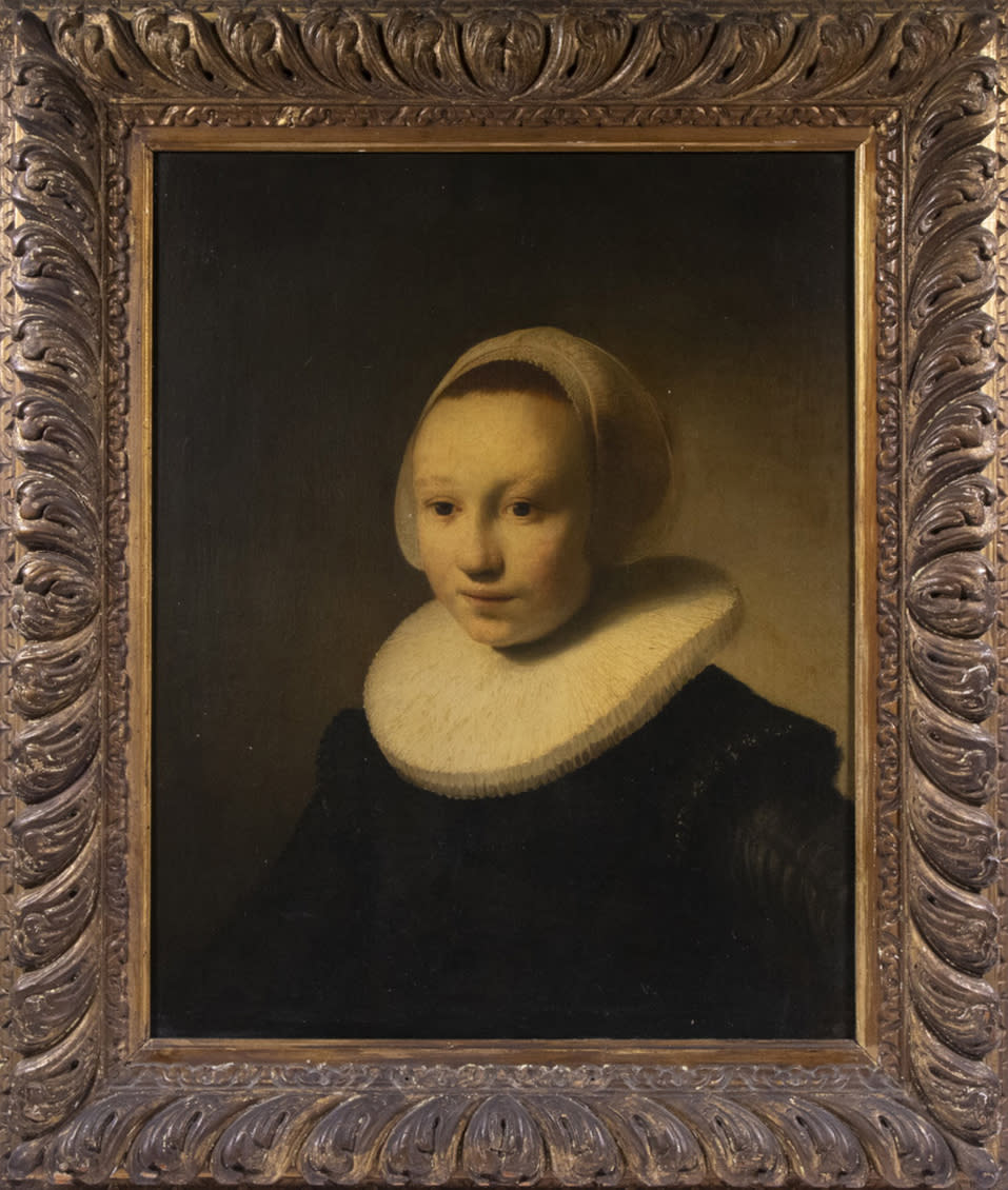 This undated photo shows a 17th century painting, “Portrait of a Girl,” by the Dutch artist Rembrandt, which was sold at auction for $1.4 million on Aug. 24, 2024 by Thomaston Place Auction Galleries in Thomaston, Maine. (Thomaston Place Auction Galleries via AP)