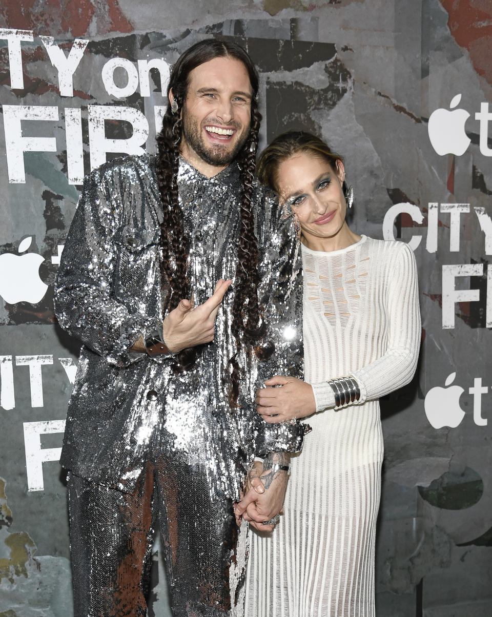 Nico Tortorella, left, and Jemima Kirke attend a special screening of the Apple TV+ drama 