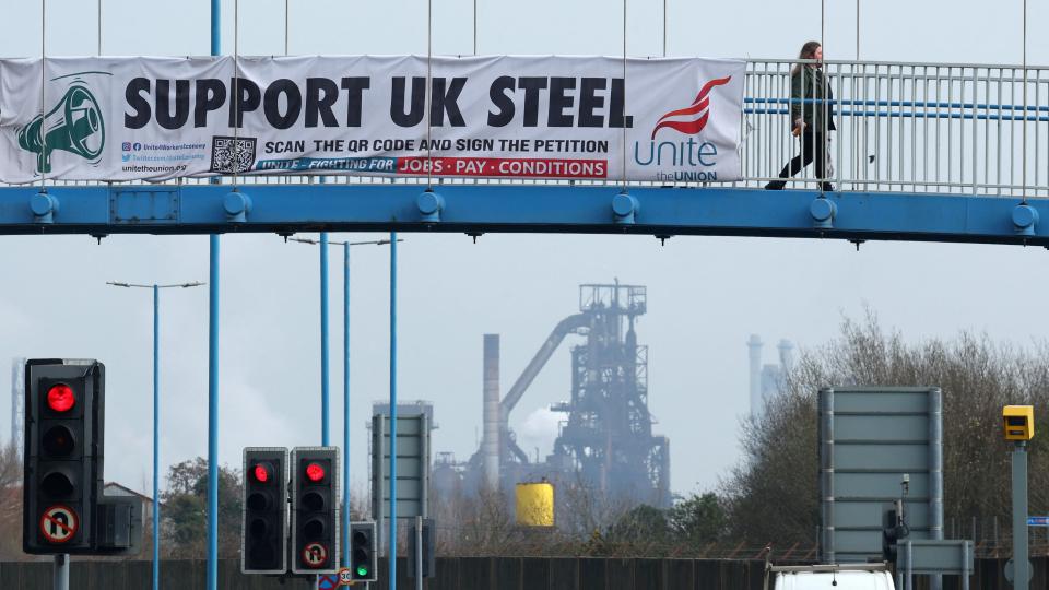 A Unite banner in Port Talbot