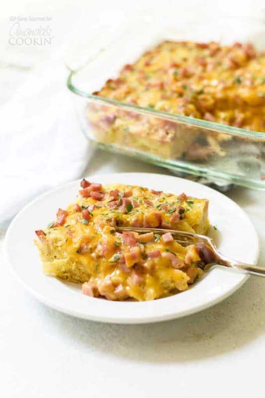 <p>Amanda's Cookin'</p><p>This easy breakfast casserole with ham, cheese and potatoes is simple to make and a fulfilling way to start the day.</p><p><strong>Get the recipe: <a href="https://amandascookin.com/breakfast-casserole-with-ham/" rel="nofollow noopener" target="_blank" data-ylk="slk:Breakfast Casserole with Ham and Cheese;elm:context_link;itc:0;sec:content-canvas" class="link ">Breakfast Casserole with Ham and Cheese</a></strong></p>