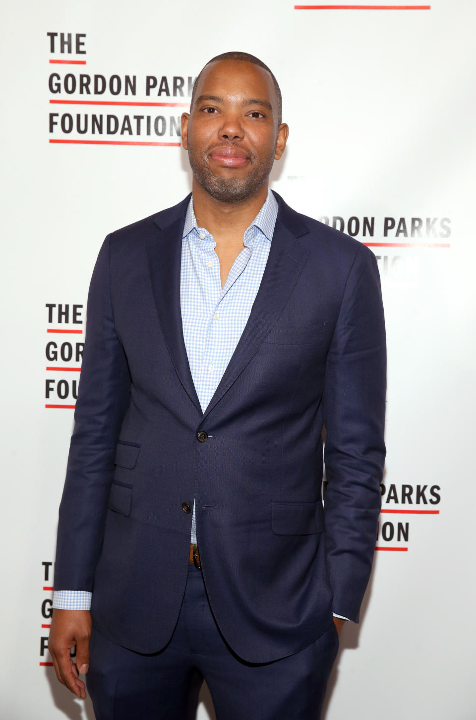 Ta-Nehisi Coates poses on the red carpet of the Gordon Parks Foundation: 2018 Awards Dinner & Auction on May 22, 2018