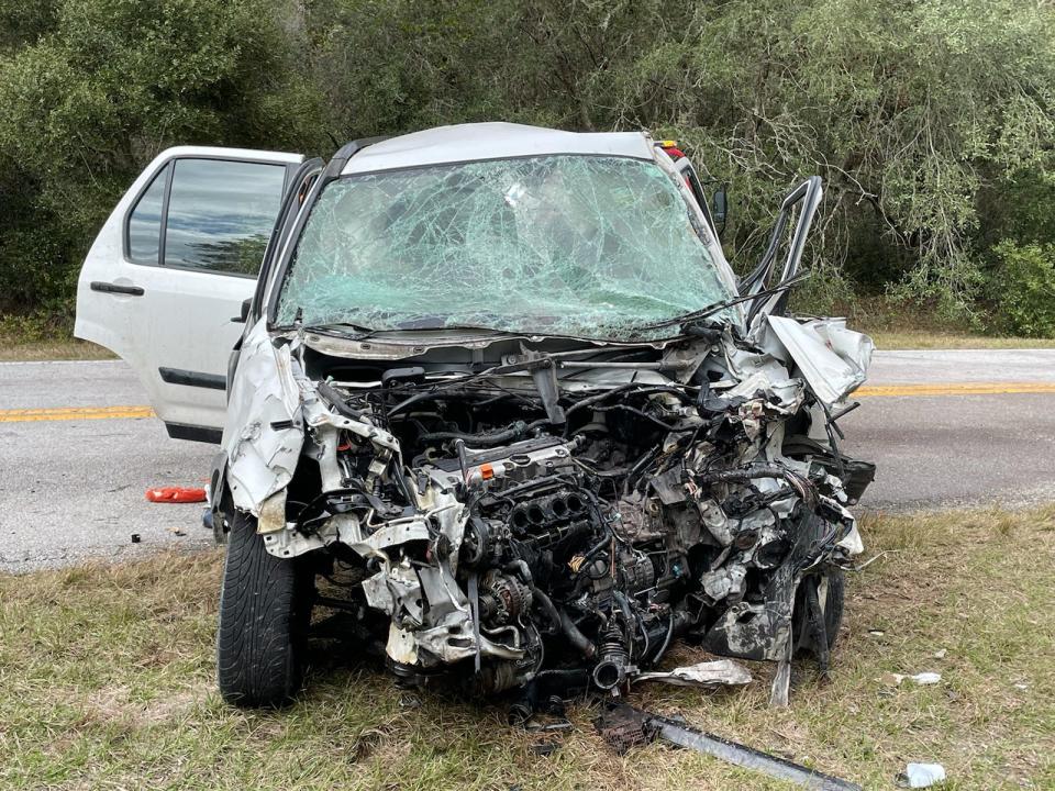 The driver of this Honda CRV was killed Friday morning in a two-vehicle crash along County Road 314