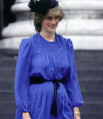 LONDON, UNITED KINGDOM - JULY 26, 1982: Shortly After The Birth Of Her Baby, Princess Diana Still In Maternity Clothes While Attending A Service Of Commemoration At St Paul's Cathedral For The Falklands War (Photo by Tim Graham/Getty Images)