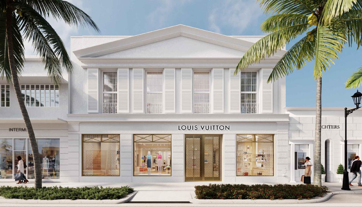 This rendering by Atmosphere Design & Architecture shows the planned Louis Vuitton store at 222 Worth Ave. in Palm Beach. The town's Architectural Commission unanimously approved the store's exterior design plans at the April 24 meeting.