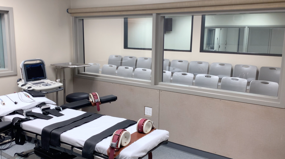The execution table is shown in this image from a video released by the Oklahoma Department of Corrections.