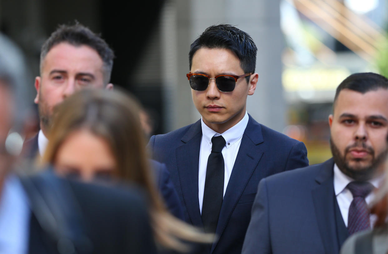 SYDNEY, AUSTRALIA - OCTOBER 21: Yunxiang Gao arrives at court on October 21, 2019 in Sydney, Australia. Gao was arrested along with another man, Jing Wang, after a woman claimed they sexually assaulted her on 26 March 2018 at the Shangri-La Hotel in Sydney (Photo by Don Arnold/Getty Images)