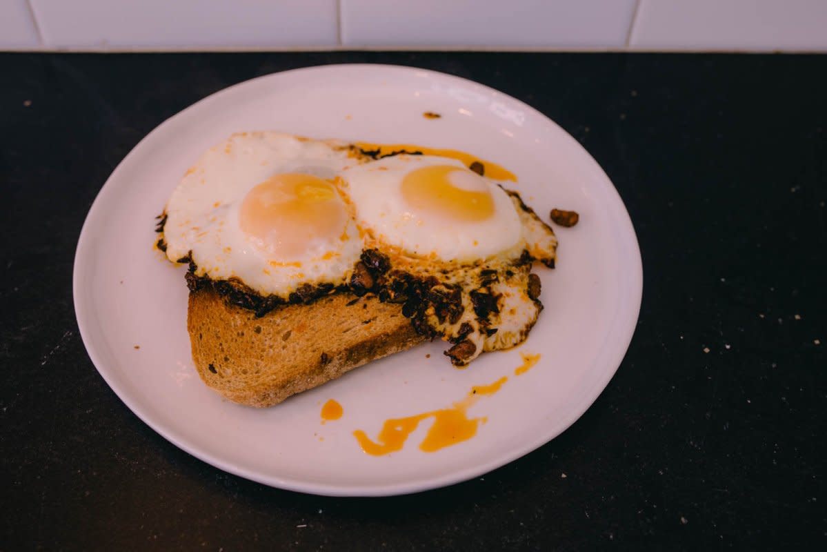 <p>Sara Feigin</p><p>Even TikTok is in on the chili crisp trend, using it to make the ultimate eggs.</p><p><strong>Get the recipe here: <a href="/1228558/sara-feigin/tiktok-chili-oil-eggs/" data-ylk="slk:TikTok Chili Oil Eggs;elm:context_link;itc:0;sec:content-canvas" class="link rapid-noclick-resp">TikTok Chili Oil Eggs</a></strong></p>