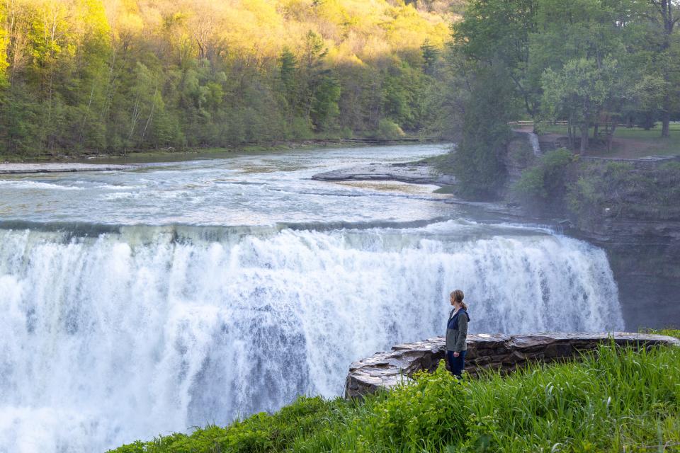 Samantha Brown takes in the falls at Letchworth State Park.