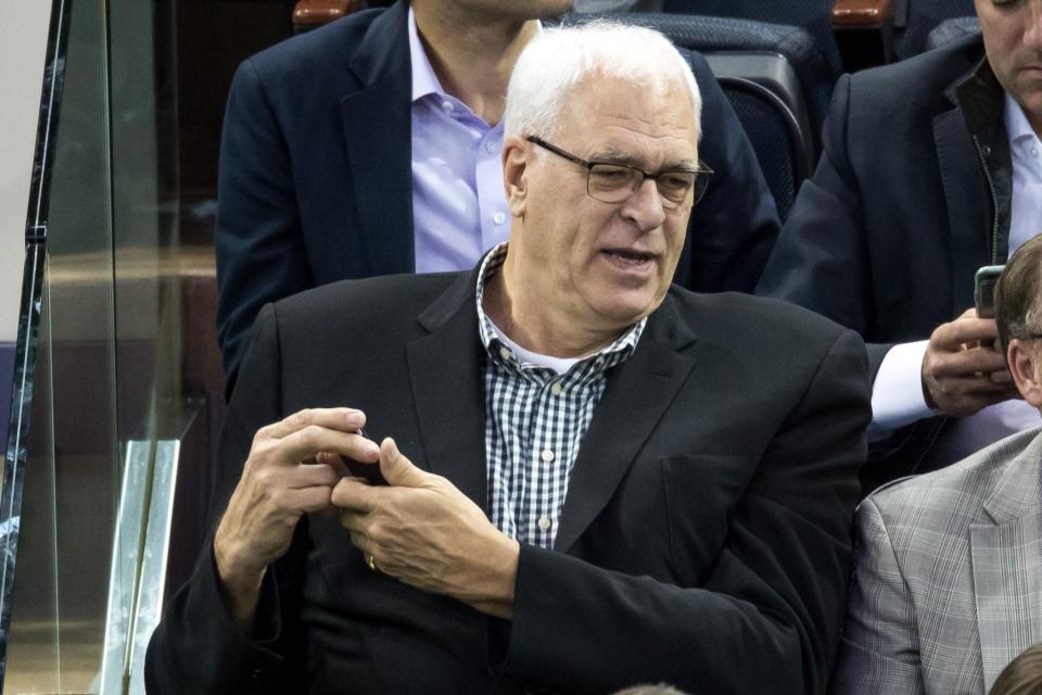 Knicks president Phil Jackson confirmed he was looking at trade options for Kristaps Porzingis. (AP)