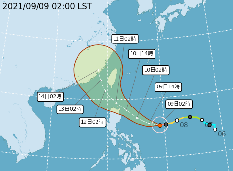 璨樹已經增強為強烈颱風。（圖／翻攝自中央氣象局）