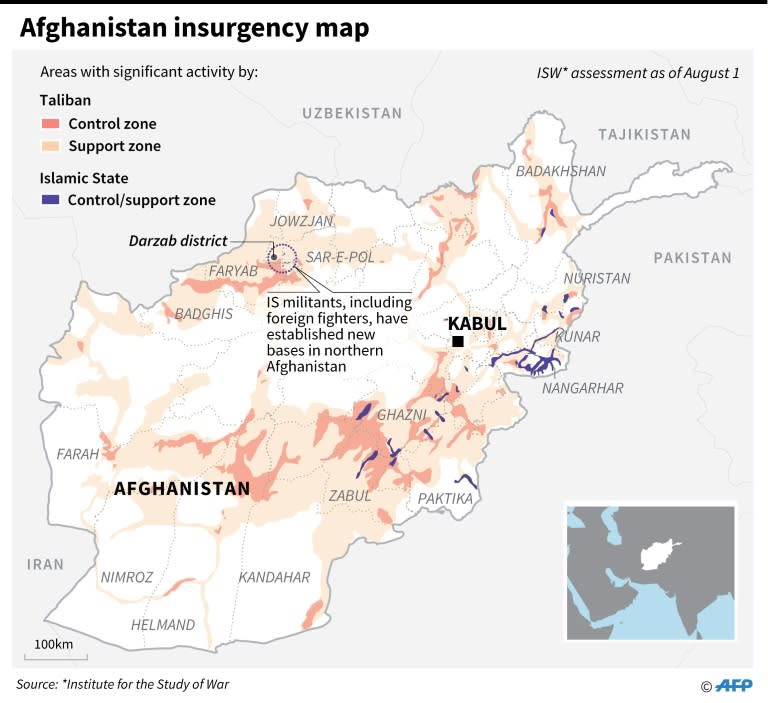 Insurgency map in Afghanistan